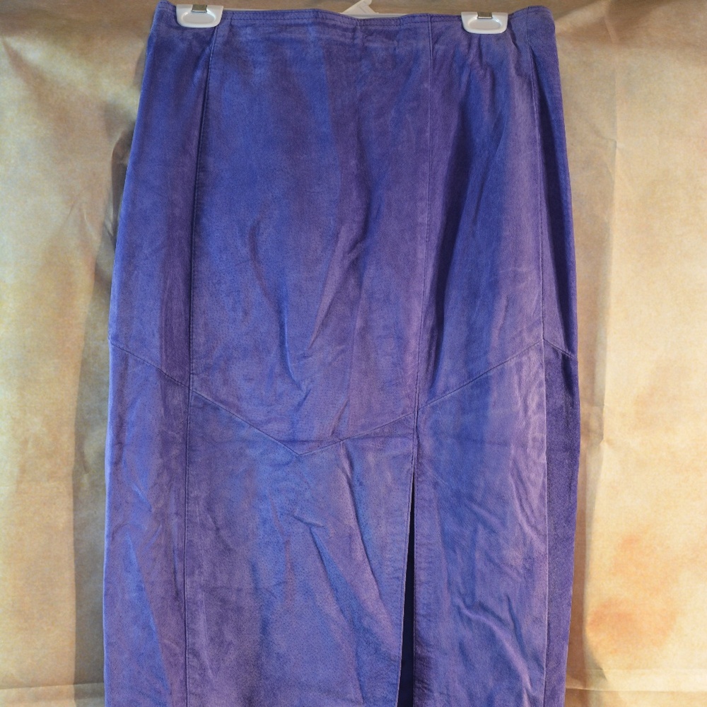 Long A line Purple Suede Danier Skirt SZ 12